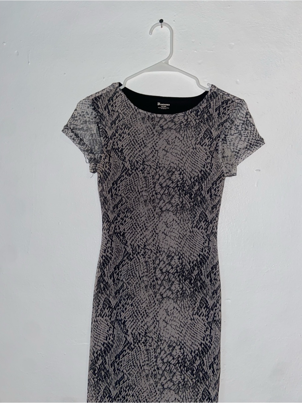 No Boundaries Black and Gray Snake-Pattern Bodycon Dress